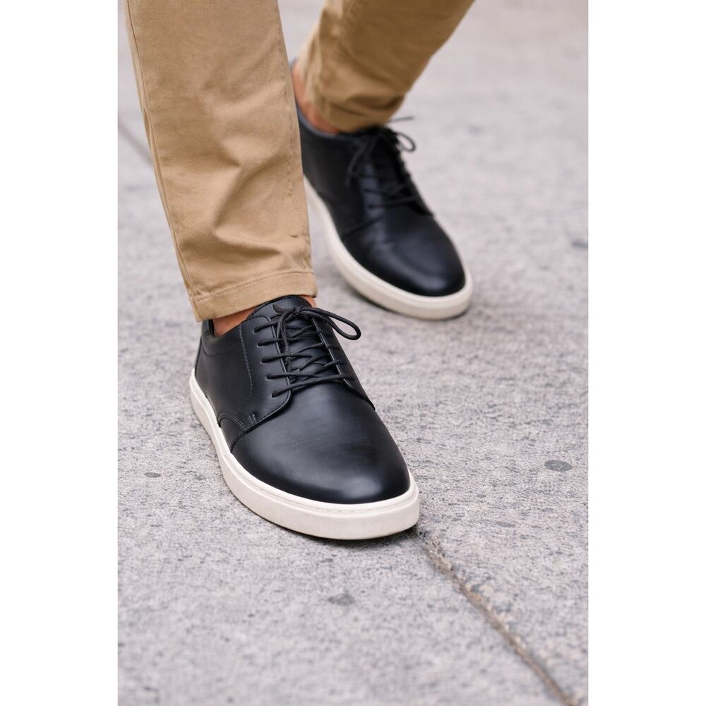 Nisolo Black Leather Casual Sneakers White Sole Men’s